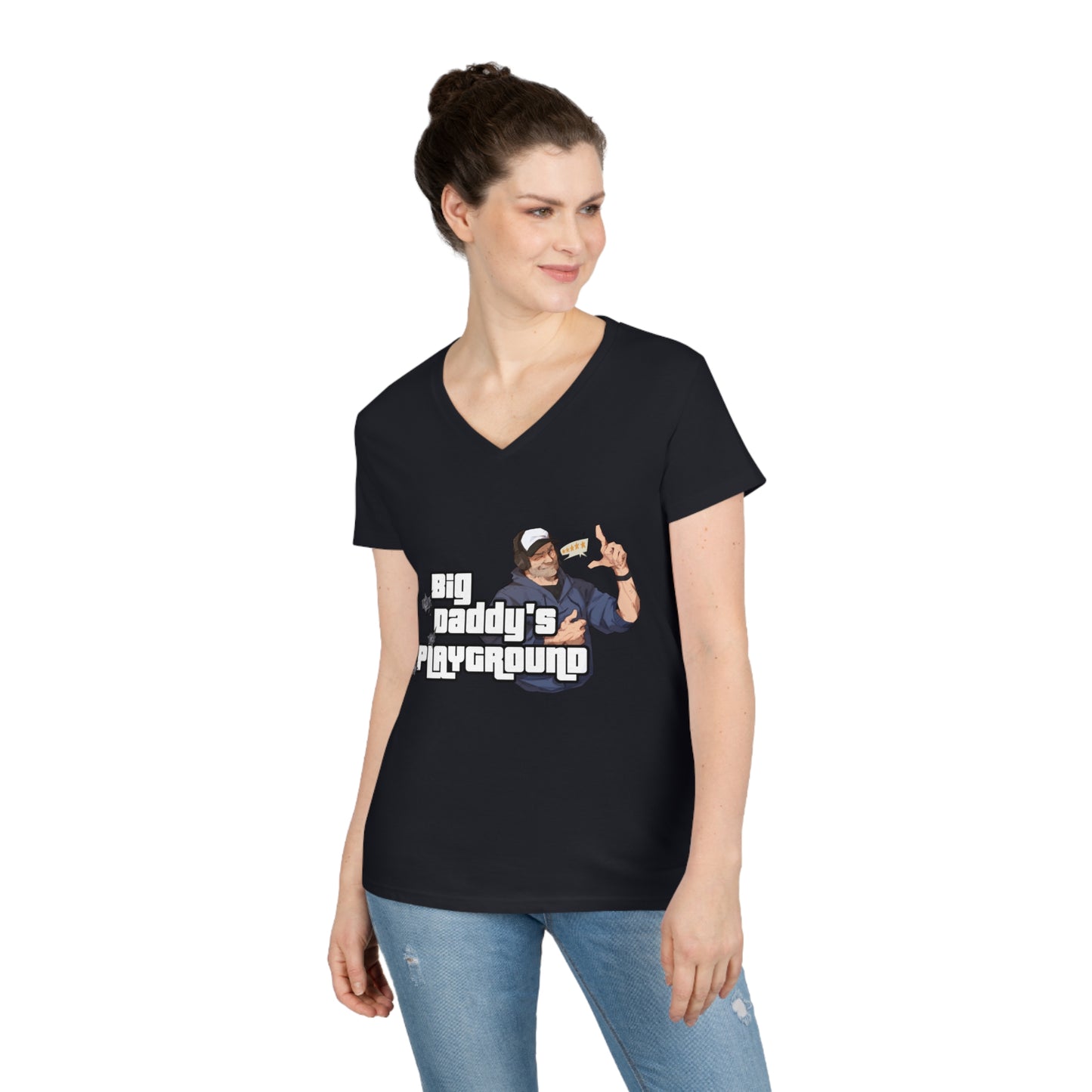 Ned Luke - Big Daddy's Playground (Logo A) Ladies' V-Neck T-Shirt