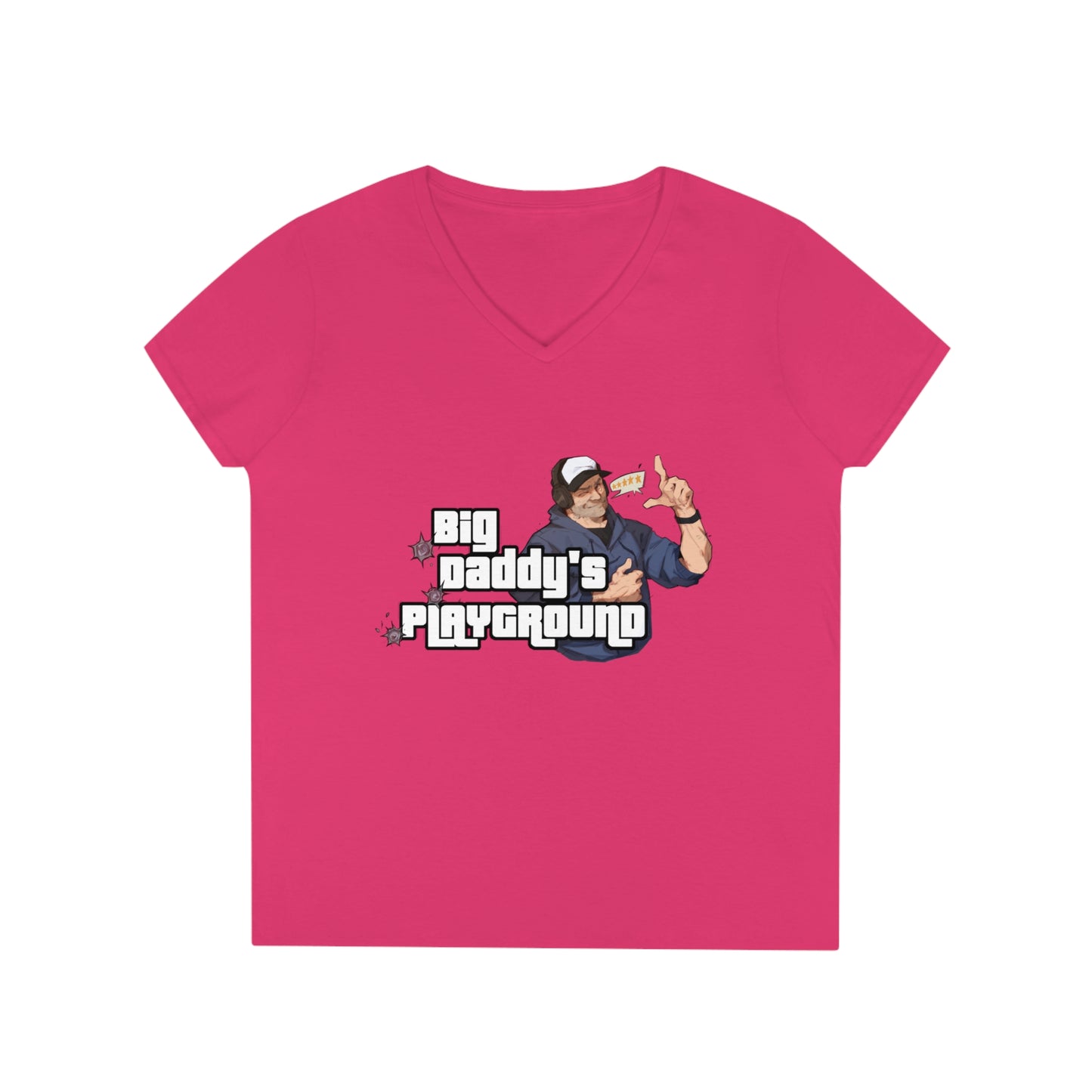 Ned Luke - Big Daddy's Playground (Logo A) Ladies' V-Neck T-Shirt