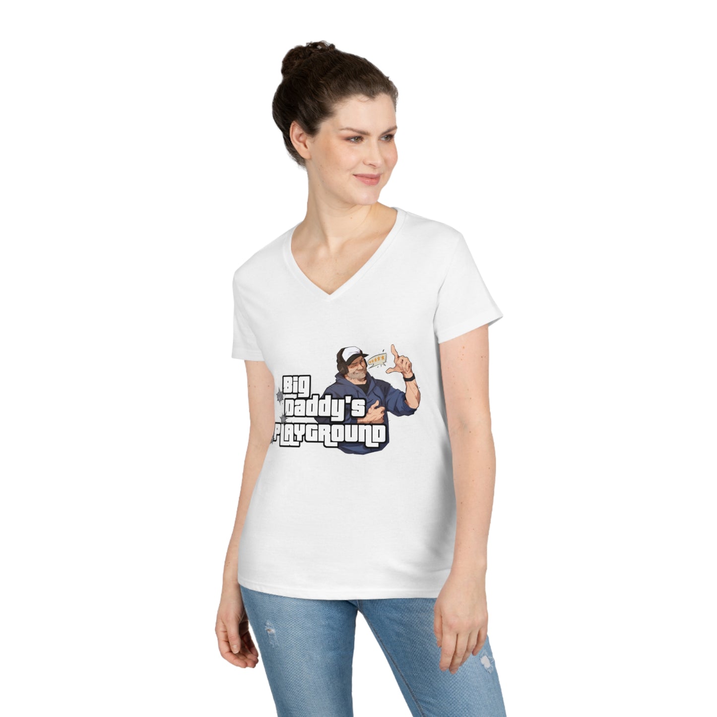 Ned Luke - Big Daddy's Playground (Logo A) Ladies' V-Neck T-Shirt