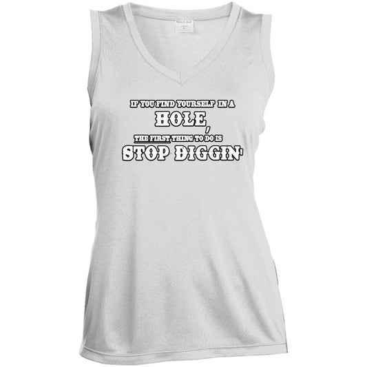 Rob Wiethoff- Stop Diggin/ Ladies' Sleeveless V-Neck Performance Tee - GtvStore