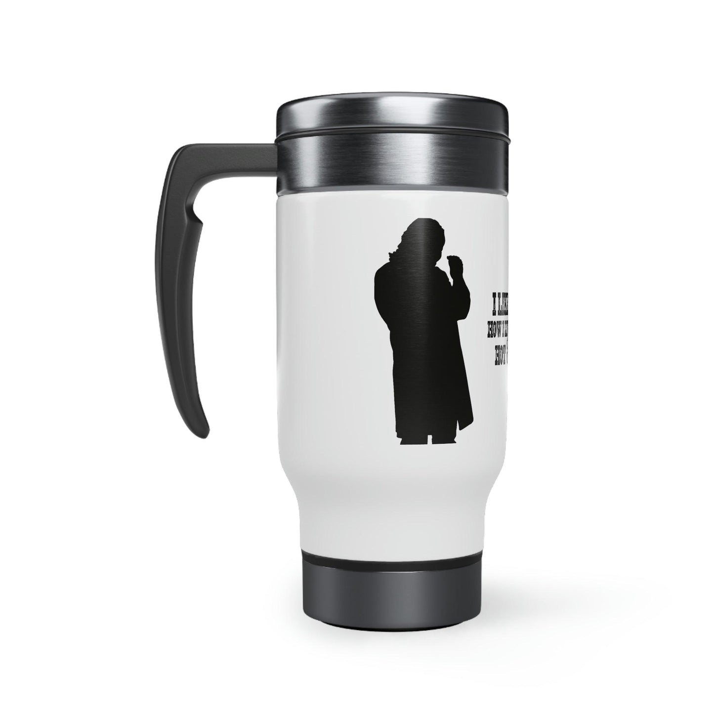 Roger Clark- Eternity White/Stainless Steel Travel Mug with Handle, 14oz - GtvStore